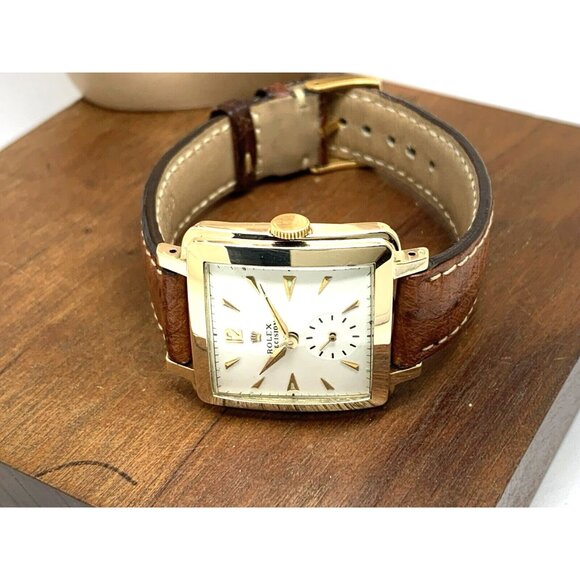 Rolex Precision 4645 Watch Vintage Swiss Automatic 14k Gold Case White Dial 31mm - Picture 10 of 16